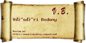 Vásári Bodony névjegykártya